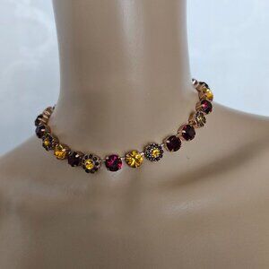 ** Elegant Multi-Tone Crystal Choker Necklace**